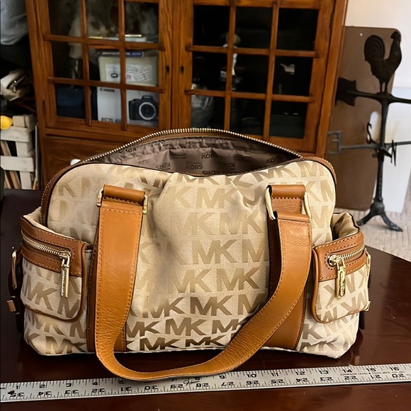 Michael Kors Tan and Brown Duffel Bag with Signature Monogram - Picture 1 of 1
